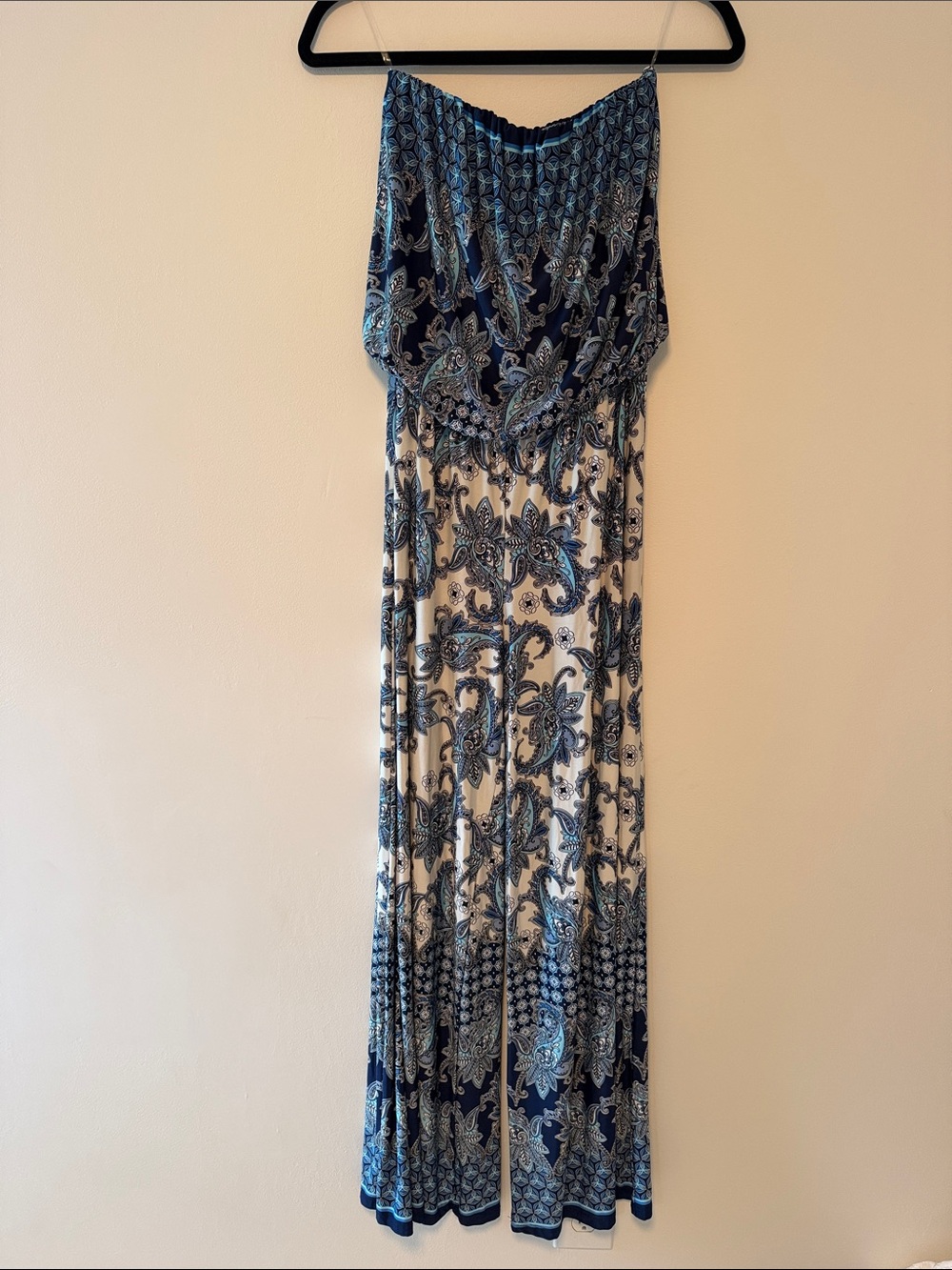 Blue Paisley Strapless Romper